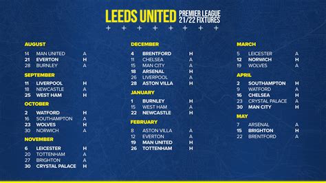 leeds united fixtures list